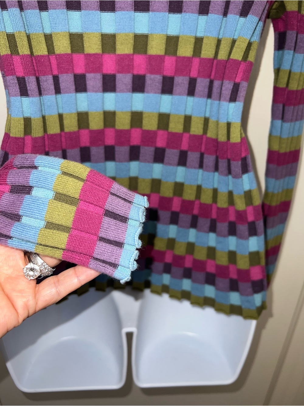 Multicolor Striped Ribbed Women’s Sweater - Picture 4 of 5
